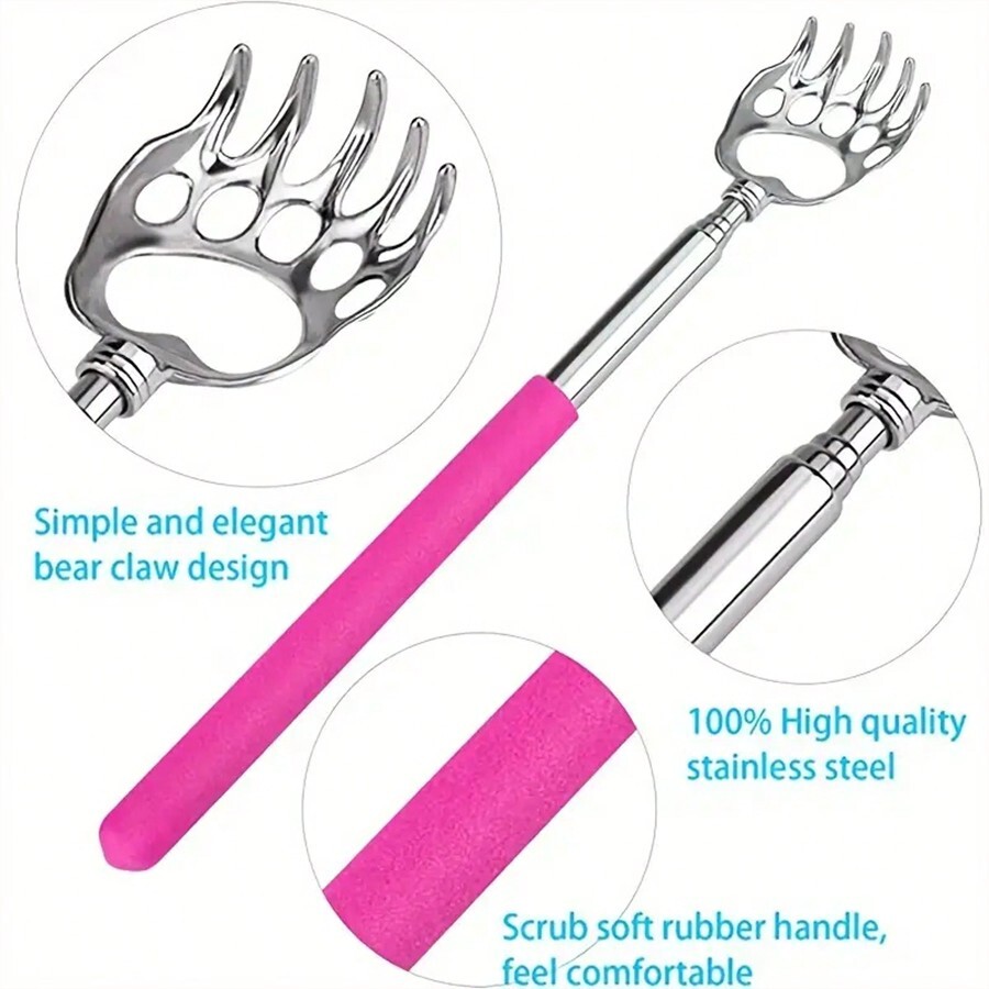 1 Pcs Bear Claw Telescoping Back Scratcher Back With Rubber Handled Metal Telescopic