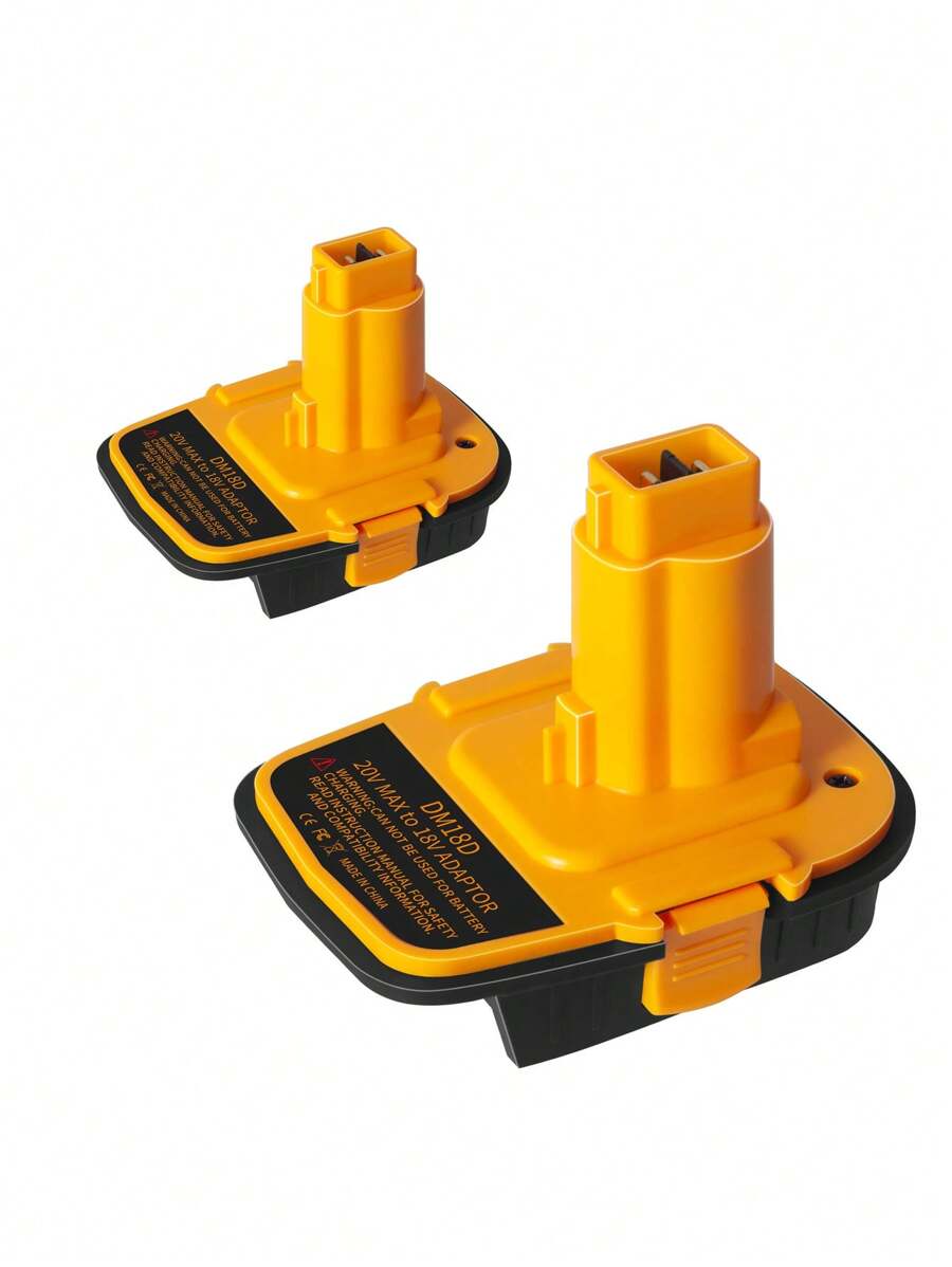 2 Packs Battery Adapter DM18D With USB, Compatible With Dewalt 18V Tools.Convert For DeWalt 20V & For Milwaukee M18 Lithium Battery To NiCad & NiMh Battery Tools - Yellow - View 1