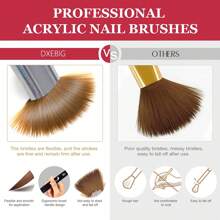 Nail Art Brush Set, Black Handle Round Tip Badger Hair Crystal Brushes For Acrylic & Acrylic Powder Nail Art, Including Acrylic Brush, Nail Liner And Fan Brush