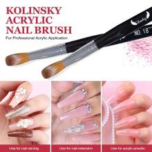 Nail Art Brush Set, Black Handle Round Tip Badger Hair Crystal Brushes For Acrylic & Acrylic Powder Nail Art, Including Acrylic Brush, Nail Liner And Fan Brush