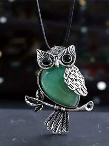 1/5/10 件时尚金属镶嵌天然水晶猫头鹰吊坠项链，天然紫水晶适合女性日常佩戴 - 貓頭鷹 - 查看 17