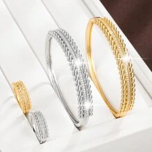 1pc Bracelet + 1pc Ring Fashionable Spiral Design Women'S Jewelry Set - Multicolor - View 7