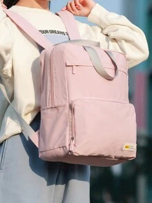 女士學生粉色背包,輕便大容量防水可摺疊背包,適用於旅行、迎新、日帶、戶外、假日、運動等多種場合 - 粉色 - 查看 8