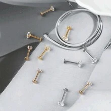 CIZME 1只不鏽鋼耳環,耳軟骨、耳廓、嘴唇穿透、唇飾、環形耳環,女士珠寶首飾 - 平頭耳釘 - 查看 2