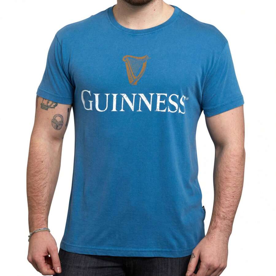 Guinness Harp Logo Blue T-Shirt - Blue - View 1