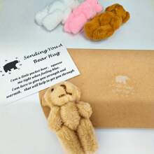 迷你毛絨填充玩具小熊,超迷你小熊口袋擁抱記章,適用於遠距離戀愛,送給他的禮物或友誼禮物、情人節的禮物 - 粉紅色 - 查看 5