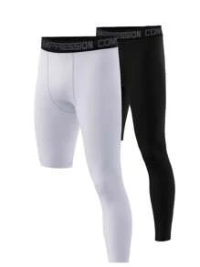 2 件字母印花运动紧身裤 - 彩色 - 查看 2