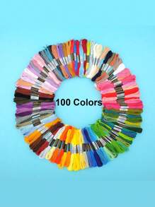 刺繡牙線線彩虹色十字繡線友誼手鍊線 Diy 手工工藝優質多色牙線(100 種顏色) - 彩色 - 查看 1