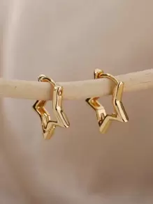 1 Pair Fashionable Minimalist Geometric Star Earrings For Women, Suitable For Banquet, Party, Holiday And Daily Wear