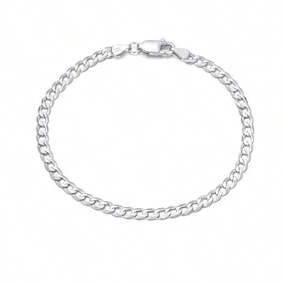 ORSA JEWELS 1 PC Genuine 925 Sterling Silver Chain Bracelet Unique Diamond-Cut Link Chain Design Gorgeous Jewelry Best Gift For Anniversary Day