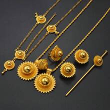 1Set Round  Traditional Wedding Jewelry Sets For Bride Woman Girls Eritrean Habesha African Party Accessories