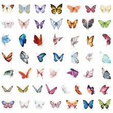 50pcs Cartoon Butterfly Graffiti Stickers Personalized Pattern Cute Graffiti Waterproof Stickers - Apricot - View 5