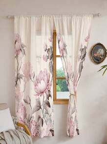 1入組植物花卉圖案印花窗簾 - 多樣化色 - 查看 3