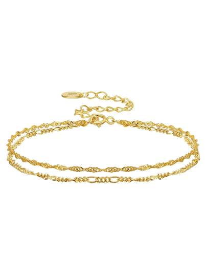 ORSA JEWELS 1 PC Genuine 925 Sterling Silver Double Layers Chain Bracelet Women Hand Chain Polished Finish Jewelry Gift For Birthday Anniversary Day Wedding Party Holiday