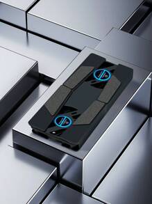 便攜式無聲小巧折疊散熱器Little Q USB雙風扇筆記本電腦冷卻墊，無噪音辦公室冷卻墊 - 黑色 - 查看 2