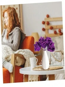 20 Piezas Rosas De Espuma Brillantes Con Tallo Para Armar Ramos De Novia, Decoraciones Para Fiestas En Casa - Morado - Ver 5