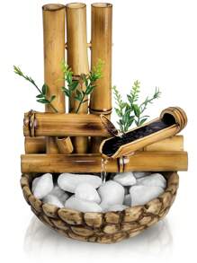 Fonte Bambu De Mesa Feng Shui Agua Cascata Decorativa 26cm - Marrom + LED - Visão 7