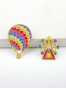 1件女士创意个性化热气球和摩天轮造型卡通徽章胸针 - 摩天輪 熱氣球胸針 - 查看 1