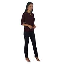 Blusa Para Mujer Casual / Formal Abertura Color Vino - Rojo violeta - Ver 2