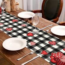 水彩心卡車情人節桌布、週年紀念婚禮廚房餐桌裝飾室內戶外家居裝飾 - 紅色 - 查看 5