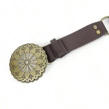 Vintage Studded Belt With Circle Rings - Y2k Fashion - Women'S Belt - Coffee - View 2