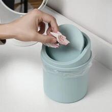 Mini Desk Trash Can With Lid, Plastic Desktop Waste Paper Basket For Office, Coffee Bar Back To School