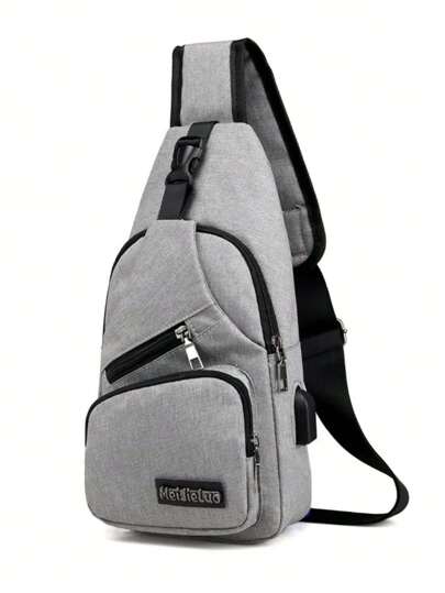 Mochila Pechera Impermeable Bolsa De Pecho Ajustable Con Entrada USB