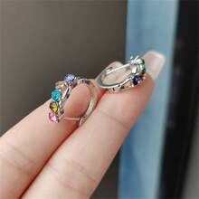 1對銀色彩虹橋設計精緻多色小耳環,獨特的顏色搭配 - 銀色 - 查看 7