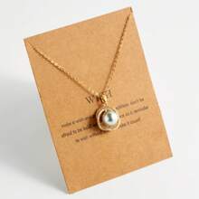 1 個大尺寸人造珍珠＆鋯石插嵌極簡項鍊,18k金鍍銅扣鏈,適合作為女性珠寶禮物。 - 金黃色 - 查看 3