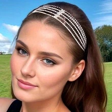 1入組彈性調節美麗的鑽石頭帶,新娘派對、女性髮飾和禮物用品 - 銀色 - 查看 2