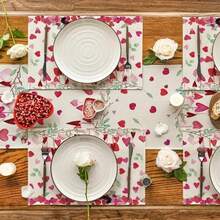 4 件餐墊,貓咪心情人節餐墊,32x42 公分週年紀念、婚禮、節慶桌墊,適合派對、廚房、餐飲 - 彩色 - 查看 9