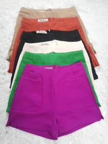 Women Shorts - 米色 - 查看 2