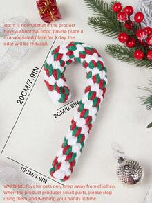 1pc Random Christmas Theme Pet Chew Toy, Christmas Candy Cane, Pet Rope Chewing Toy, Cat Toys, Rope Teeth Cleaning Toy, Christmas Rope Toy, Christmas Small Gift - Multicolor - View 4