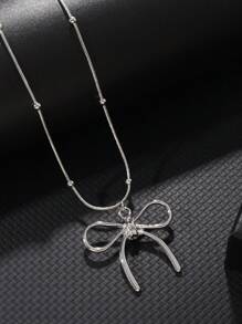 1 件復古和個人化簡約風格蝴蝶結形狀鍍金吊墜項鍊適合通勤、約會、好友禮物 - 彩色 - 查看 5