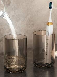 1pc Automatic Toothpaste Dispenser With Toothbrush Holder, Wall Mounted Toothbrush Organizer With Gargle Cups, Space-Saving Bathroom Rack For Toothbrush And Cups Home Bathroom Decor Fall Decor Back To School - White - View 6