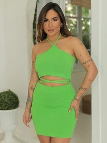 Women Sweater Co-Ords - 橄欖綠 - 查看 1