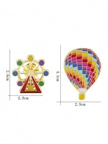 1件女士创意个性化热气球和摩天轮造型卡通徽章胸针 - 摩天輪 熱氣球胸針 - 查看 7