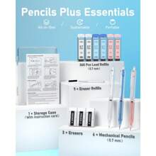 Mechanical Pencil Set,3 Pcs Lead Pencil 0.7 Mm,With 6 Tubes Of Pencil Lead,3 Jelly Erasers,Mechanical Pencils For Writing,Drawing And Sketching,Designed For Students,Office Workers,Girls,Boys And Teenagers - 彩色 - 查看 2
