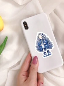 63pcs Waterproof Stickers With Long Hair Girls Design, Perfect For Decorating Diary, Notebook, Textbook, Mobile Phone Case, Luggage, Water Bottle, Etc.,School Supplies,Back To School