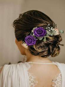 20 Piezas Rosas De Espuma Brillantes Con Tallo Para Armar Ramos De Novia, Decoraciones Para Fiestas En Casa - Morado - Ver 9