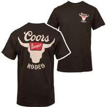 Rodeo Horns Logo Brown Front And Back Print T-Shirt - 棕色 - 查看 1