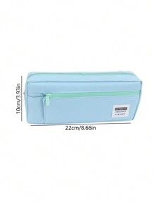 1個藍色簡約便攜式高容量筆袋,創意多功能學生文具袋 - 藍色 - 查看 2