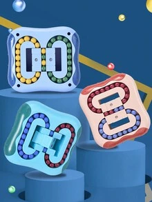 1 件旋轉魔豆拼圖坐立不安立方滾軸玩具適合幼兒園和小學 - 藍色 - 查看 1