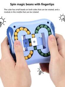 1 件旋轉魔豆拼圖坐立不安立方滾軸玩具適合幼兒園和小學 - 藍色 - 查看 10