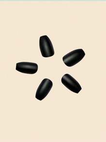 24入組啞黑色假指甲貼紙套組，彈跳咖啡杯棺材形狀指甲貼紙，附指甲果凍和指甲文件，壓貼式假指甲，美甲用品 - 黑色 - 查看 5