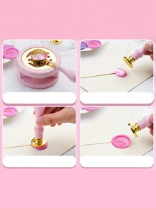 6入組/套中性塑料/鋅合金diy印章,帶有可愛的動物和植物圖案,非常適合日常使用或作為新鮮禮物。 - 彩色 - 查看 4