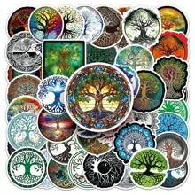 50入組卡通生命樹塗鴉貼紙,塗鴉防水貼紙卡通貼紙,女孩愛,戶外運動貼紙,單車裝飾,動漫guka貼紙貼紙,攀岩、徒步旅行、滑雪、跳傘、街頭戀人富於美感的可拆卸貼紙,可用於瓶子、摩托車、滑板等 - 銅色 - 查看 1