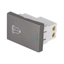 Interruptor timbre acero inox de 1.5 módulos, línea Lisboa - Plateado - Ver 1