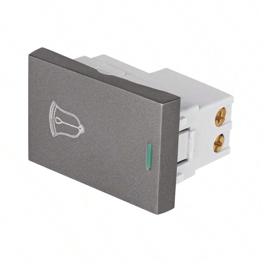 Interruptor timbre acero inox de 1.5 módulos, línea Lisboa - Plateado - Ver 1