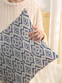1pc Modern Check Patterned Cushion Cover, Printed Decorative Pillow Case, Single Sided Print, Pillow Core Not Included, For Sofa, Home Decorative Pillow Cover